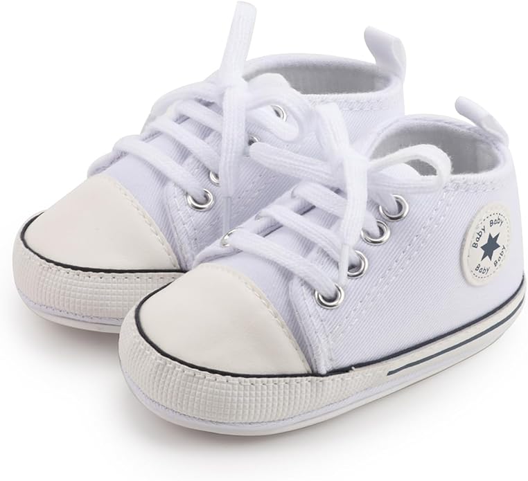 Meckior Baby Girls Boys Canvas Sneakers Soft Sole High-Top Ankle Infant First - Image 3