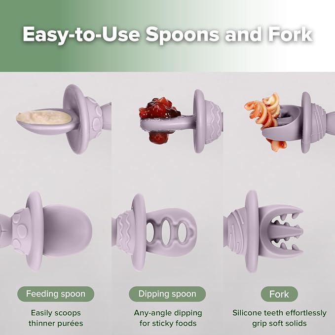 Haakaa Astronaut Beginner Silicone Cutlery Set – Toddler Spoons Self Feeding - Image 3