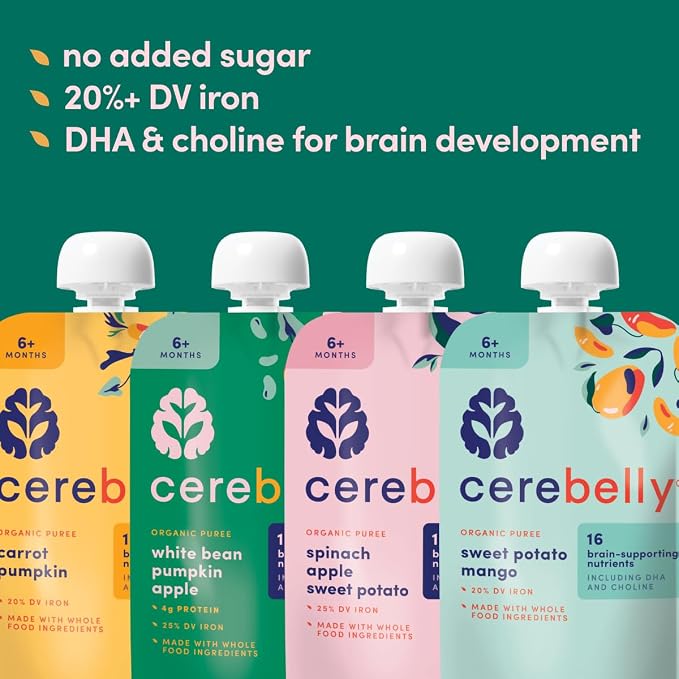 Cerebelly Organic Baby Food Pouches Variety Pack, Veggie & Fruit Purees - Image 5