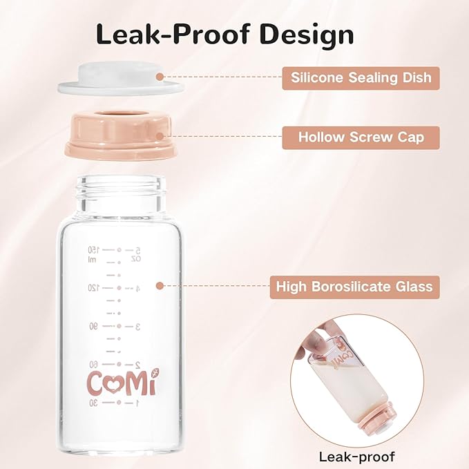 COMI Natural Glass Baby Bottle, Standard Neck Breastmilk Storage Bottle - Image 4