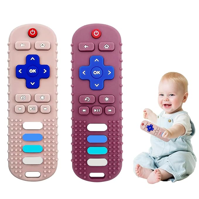 2-Pack Baby Teething Toys-TV Remote Control Shape Silicone Infants Teething Toys by ERSIHUA