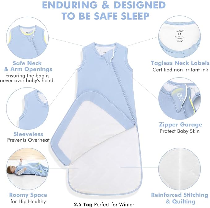 HAPIU Rayon Made from Bamboo Winter Baby Sleep Sack 2.5 TOG, 2-Way Zipper YKK - Image 4