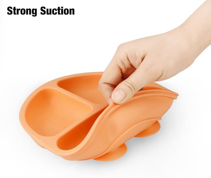 PandaEar 3 Pack Toddler Plates, Silicone Divided Suction Plate - Image 4