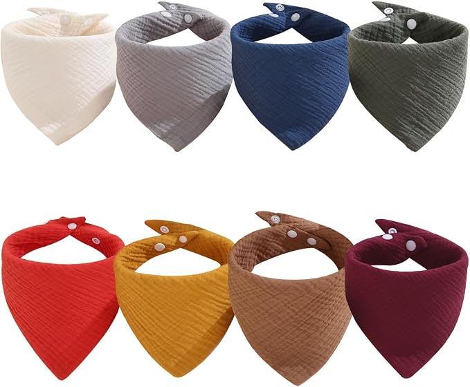 Muslin Bibs, 8 Pack Baby Bandana Drool Bibs, Extra Absorbent Soft Cotton by Unknown