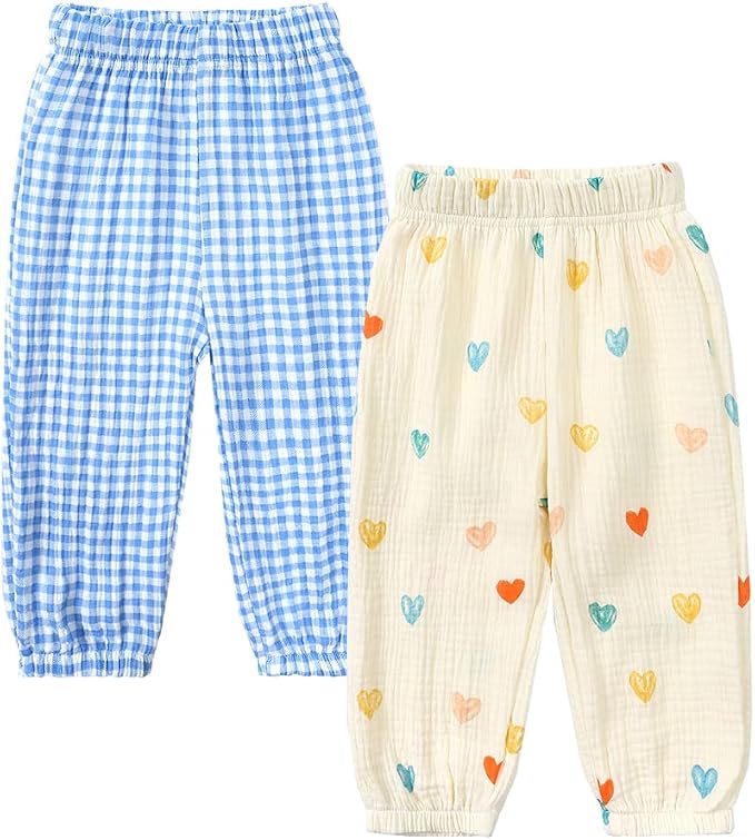MYGBCPJS Baby Boys Girls Cotton Linen Trousers Kids Casual Ankle Pants Loose by MYGBCPJS