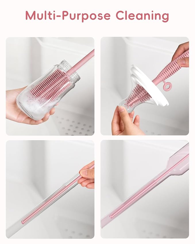 Baby Bottle Brush and Straw Cleaner Brush Set, Extra Long Double-Ended Soft - Image 5