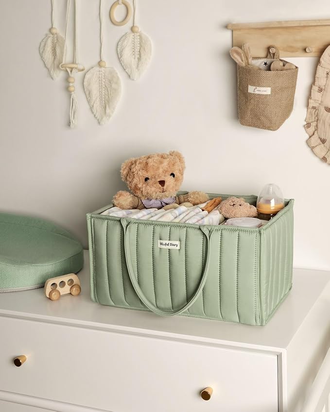 Blissful Diary Baby Diaper Caddy Organizer, Stylish Storage Basket - Image 7