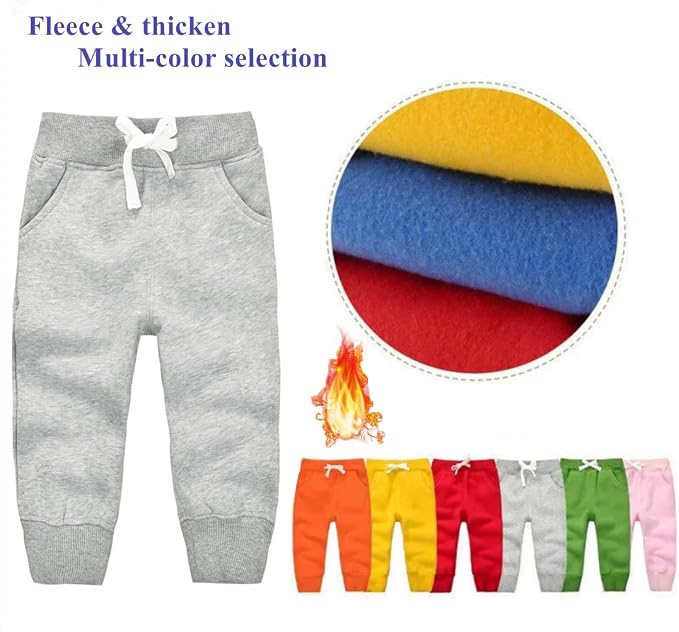 CuteOn Unisex Toddler Jogger Pants Kids Cotton Elastic Waist Winter Baby - Image 3