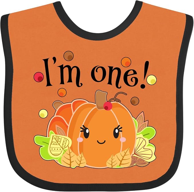 inktastic I'm One- Pumpkin Birthday Autumn Baby Bib by Inktastic