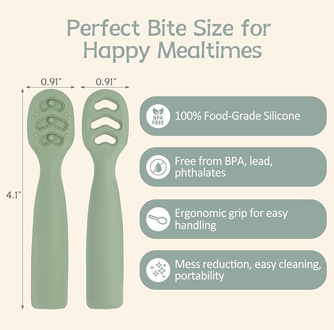 Baby Spoons Self Feeding 6+ Months Set, 6 Pack First Stage Baby Led Weaning - Image 2