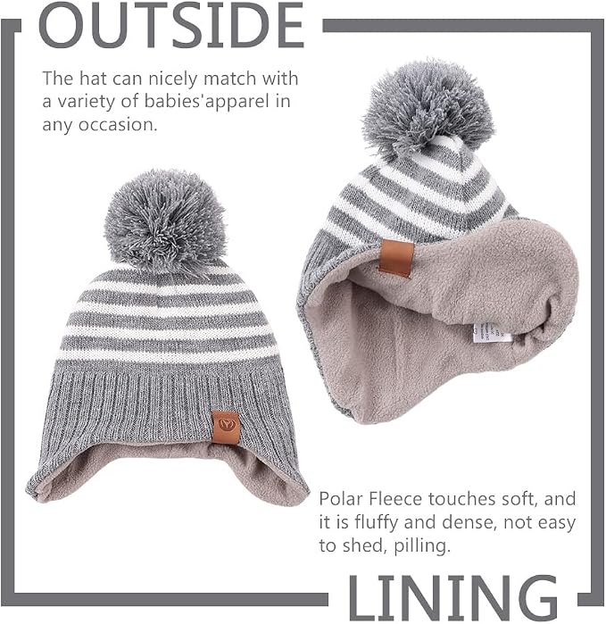 JANGANNSA Knitted Baby Hat Scarf Set Winter Warm Boys Girls Beanie Fleece - Image 4