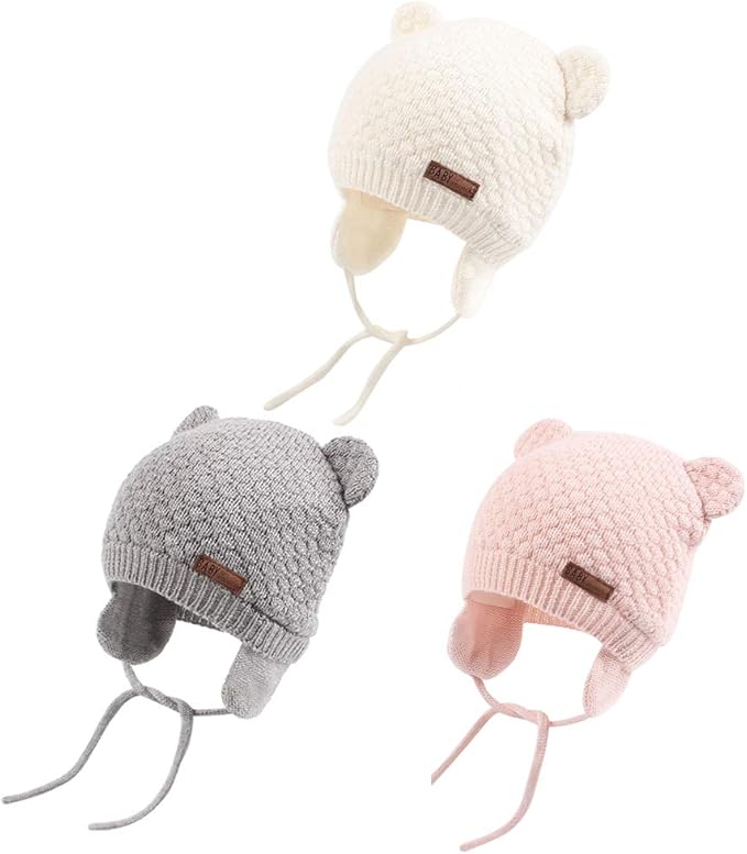 XIAOHAWANG Baby Hat Cute Bear Toddler Earflap Beanie Warm by XIAOHAWANG