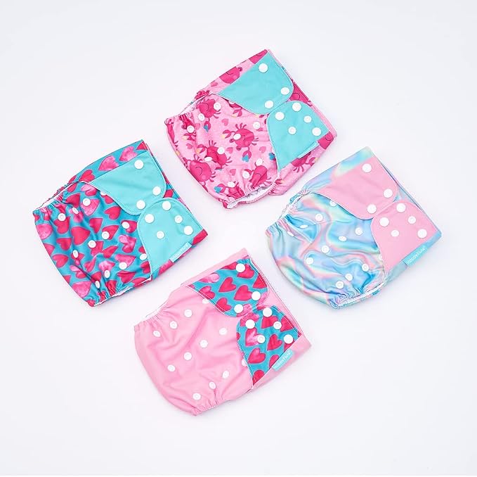 HappyFlute 4 Sets Newborn Baby Cloth Pocket Diapers One Size Adjustable Reusable - Image 6