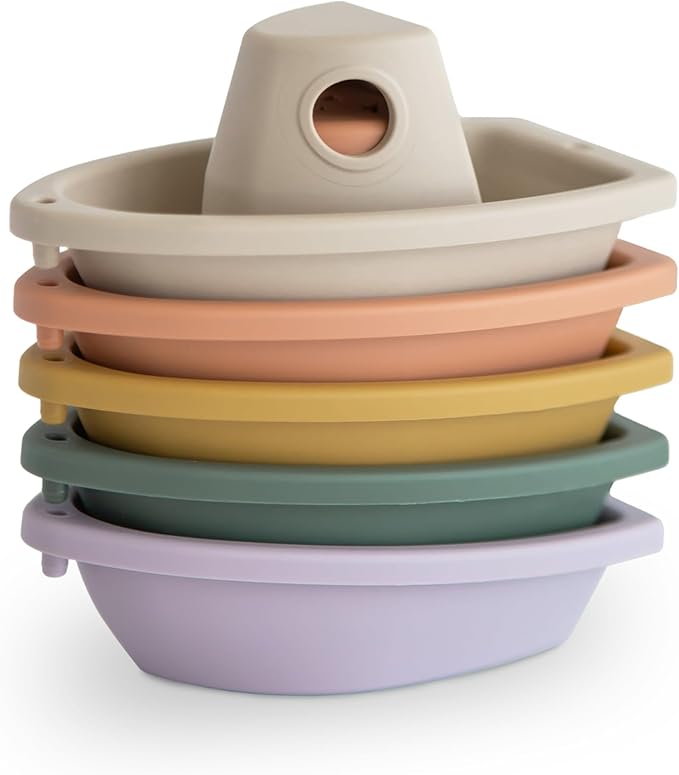 mushie Stackable Bath Boats Toy | Floating Bathtub Toys by mushie