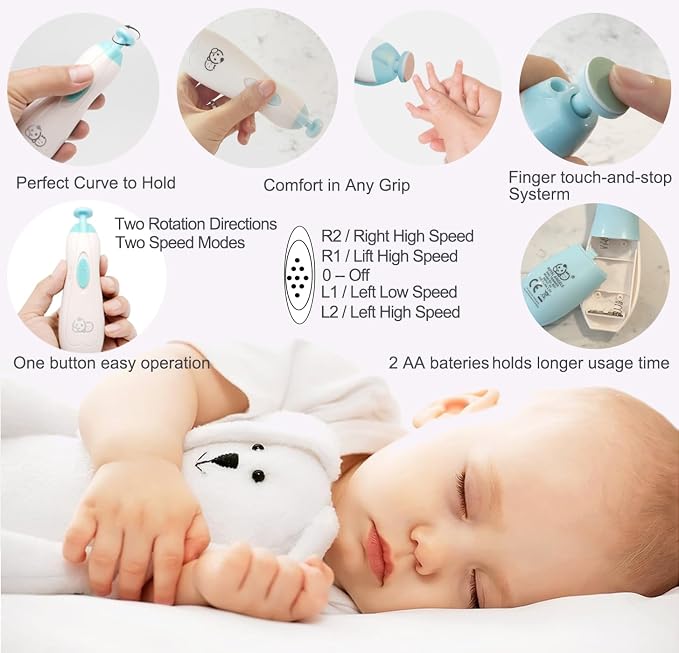 Baby Nail Trimmer 6 in 1, Usage Labeled Case, Royal Angels Baby Electric Nail - Image 7