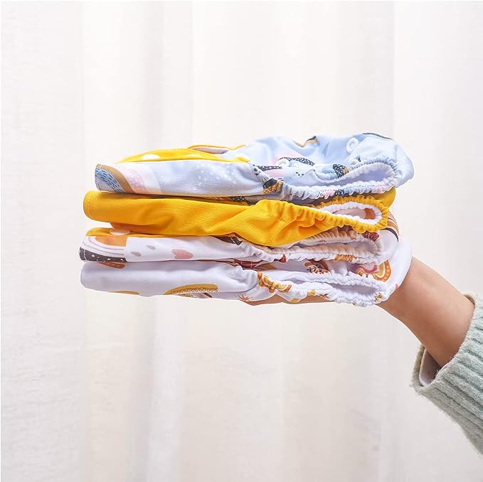 HappyFlute 4 Sets Newborn Baby Cloth Pocket Diapers One Size Adjustable Reusable - Image 5