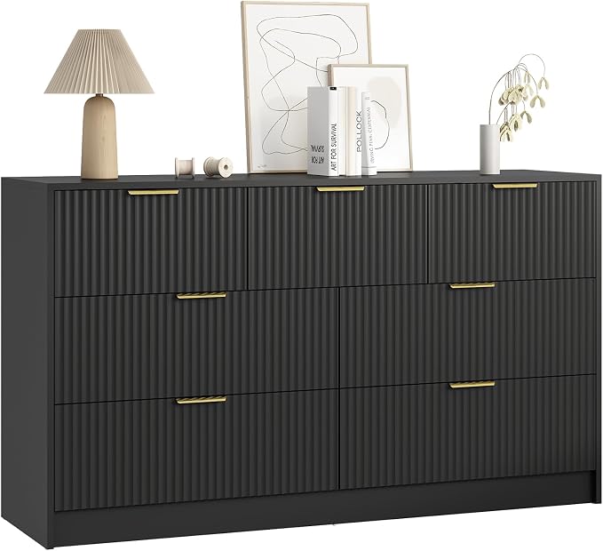 7 Drawers Dresser for Bedroom, Modern Chest of Drawers, Wood TV Stand Storage - Image 9