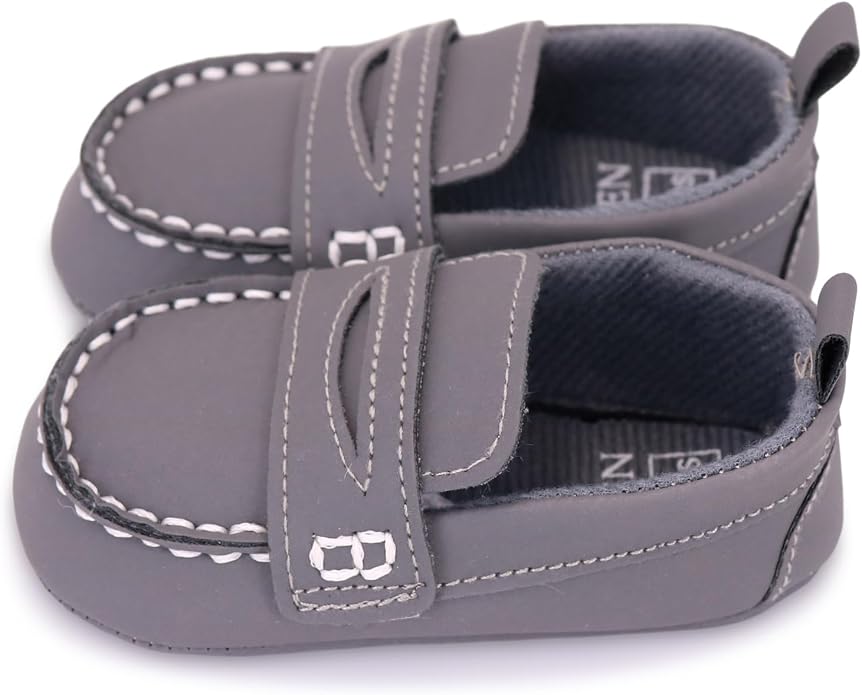 LONSOEN Baby Girls Boys Loafers Prewalker Dress Crib Shoes - Image 3