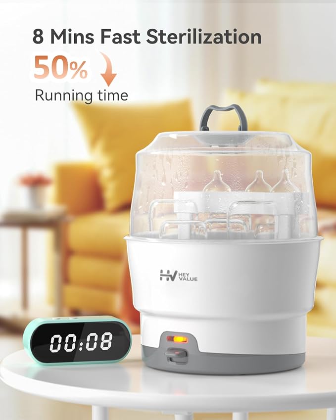 HEYVALUE Bottle Sterilizer, Baby Bottle Sterilizer, Easy One Button Control - Image 3
