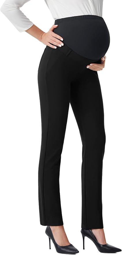AFITNE Maternity Pants for Work Over The Belly Straight Leg Dress Slacks by AFITNE