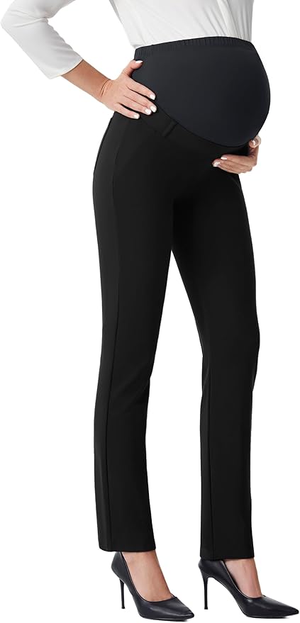 AFITNE Maternity Pants for Work Over The Belly Straight Leg Dress Slacks by AFITNE