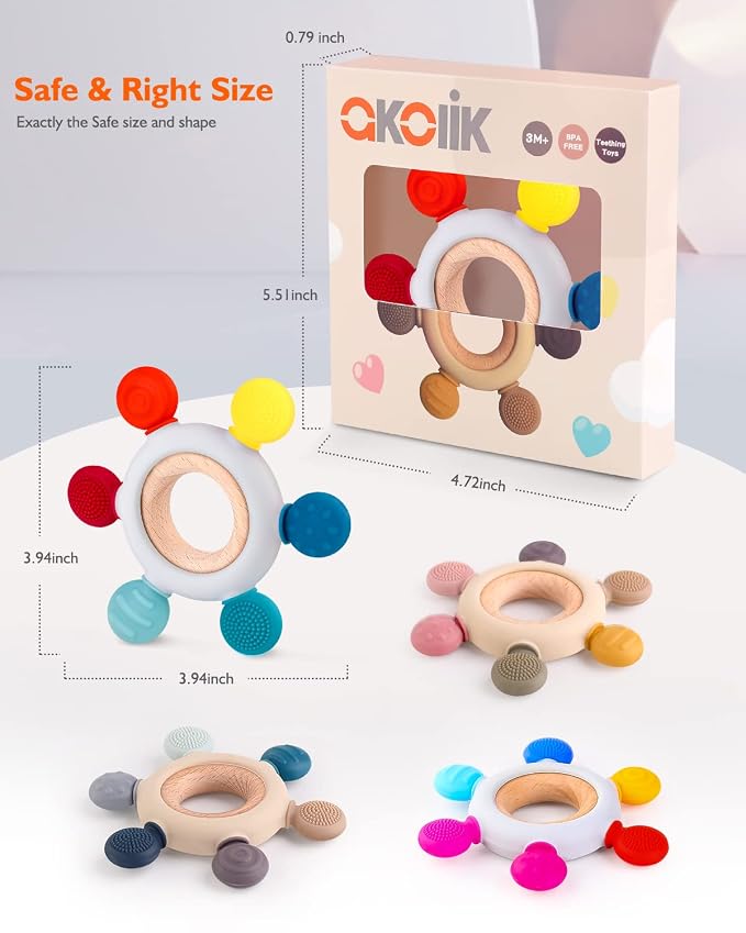 akolik Baby Teething Toys, Teething Relief Toy, BPA Free Baby Chew Toys Infant - Image 6