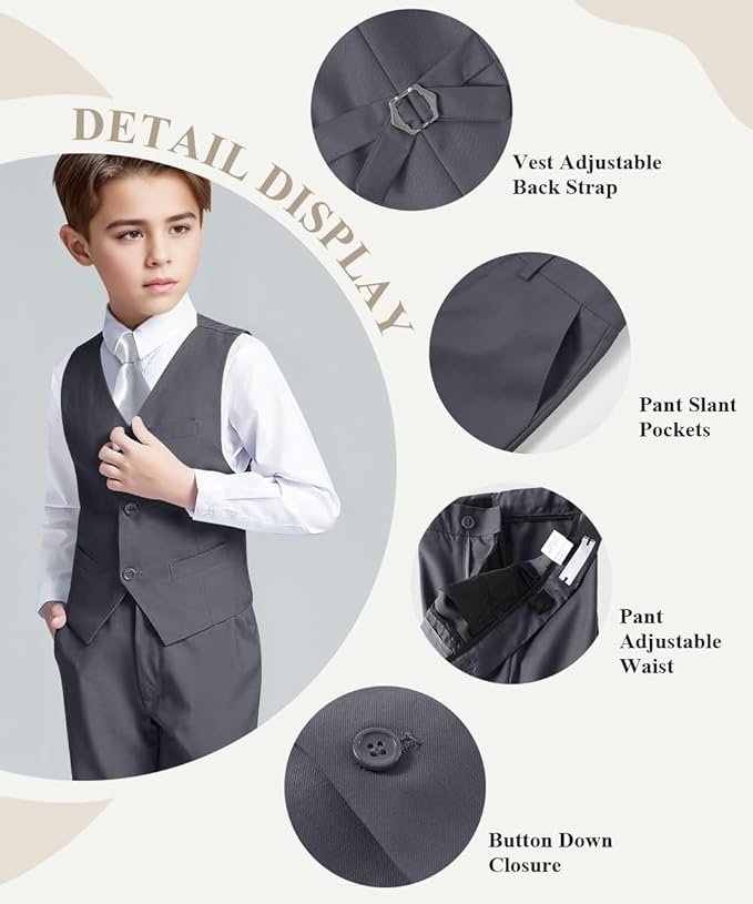 Visaccy Boys Suits Slim Fit Dress Clothes Ring Bearer Outfit - Image 2