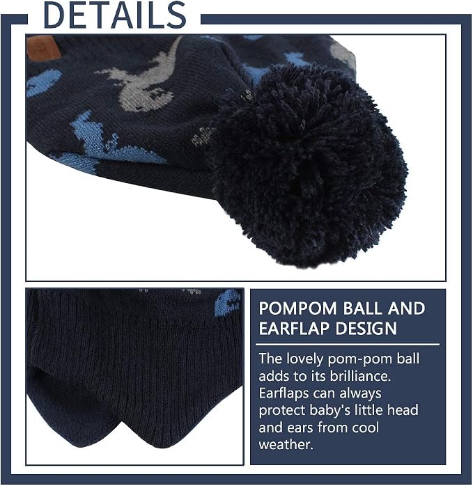 JANGANNSA Knitted Baby Hat Scarf Set Winter Warm Boys Girls Beanie Fleece - Image 4