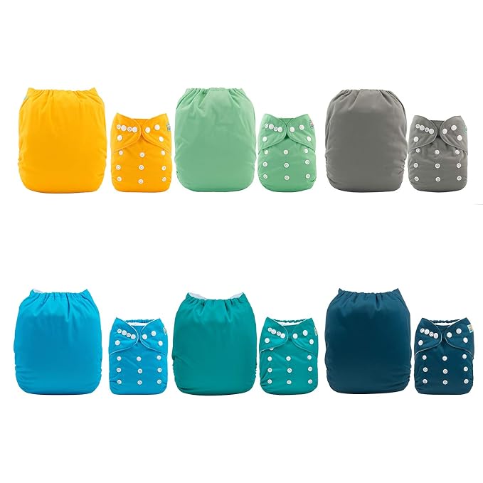 ALVA 6 Pack Cloth Diaper with 12 Inserts One Size Adjustable Washable Reusable - Image 2