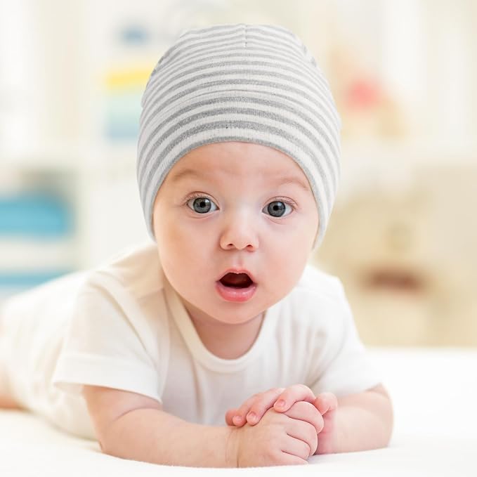 DRESHOW BQUBO 8 Pack Unisex Baby Beanie Hat Infant Toddler Kid Hats Baby Soft - Image 2