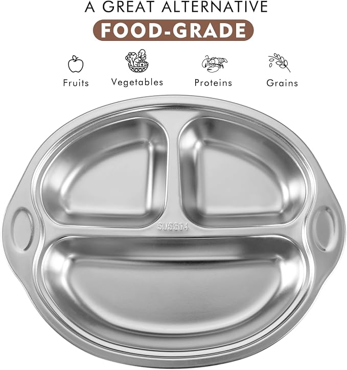Stainless Steel Baby Suction Plates: Divided Plates - Image 2