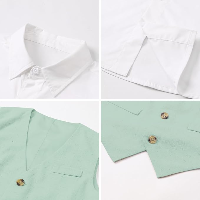 SANGTREE Boys Cotton Linen Suit Formal Set Baby Clothes Boy Gentleman Wedding - Image 4