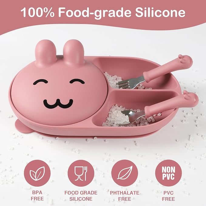 Silicone Baby Plate, Toddler plates, Self-feeding of infants after weaning - Image 2