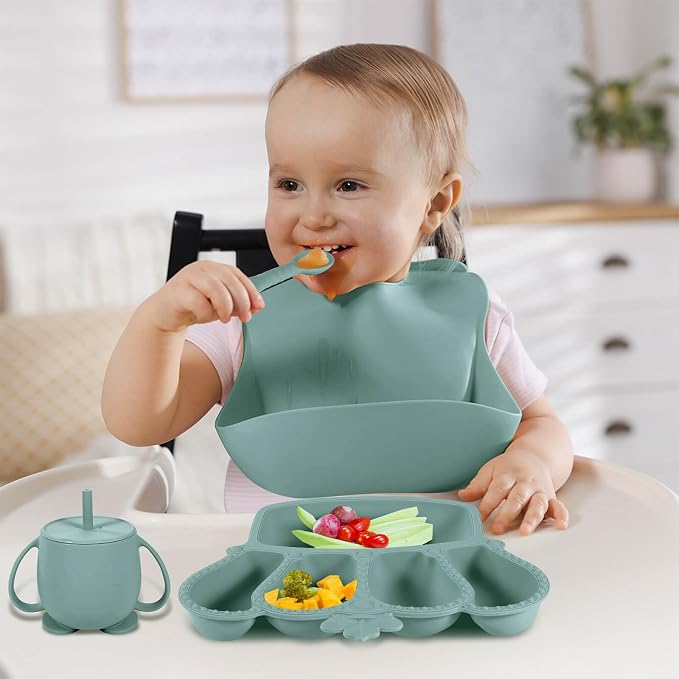 Silicone Baby Feeding Set 10 Pcs Baby Led Weaning Supplies Suction Bowl Divided - Image 7