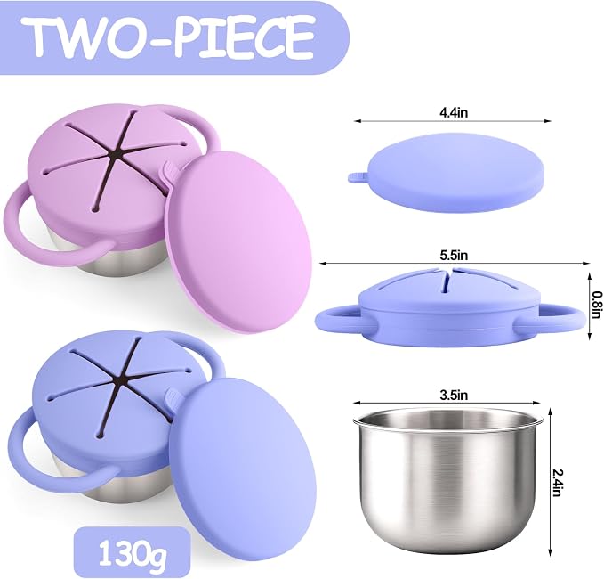 2-Pack Stainless Steel Snack Containers - Image 2