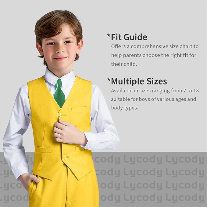 Boys Vest Set Formal Dress Suits Wedding Outfit Dresswear - Image 3