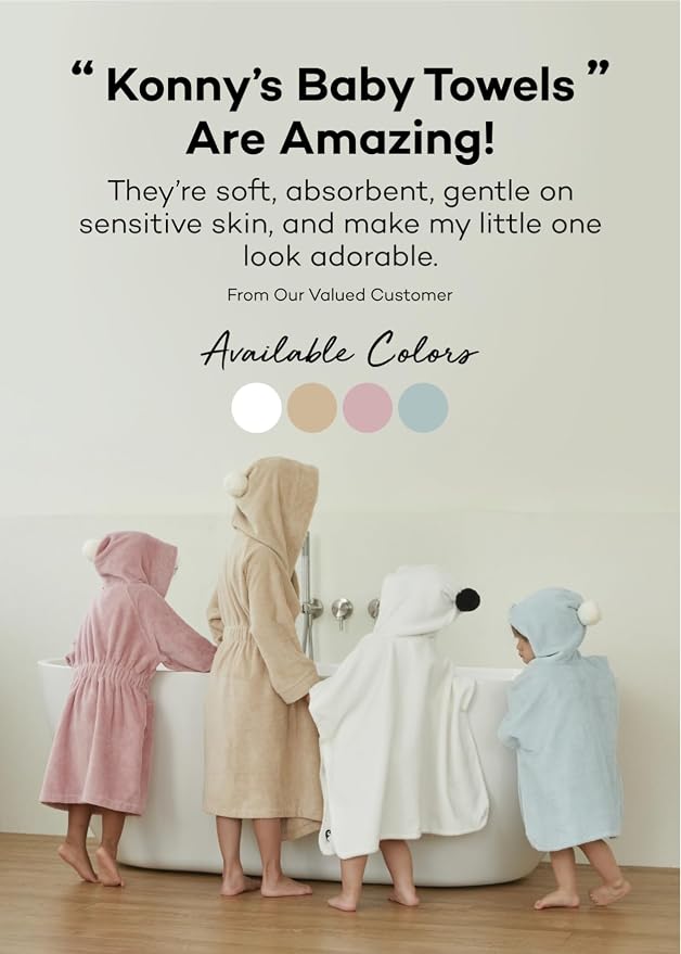 Konny Baby Hooded Towel Plush Thick & Cozy Soft-Touch Absorbent Rayon from - Image 8