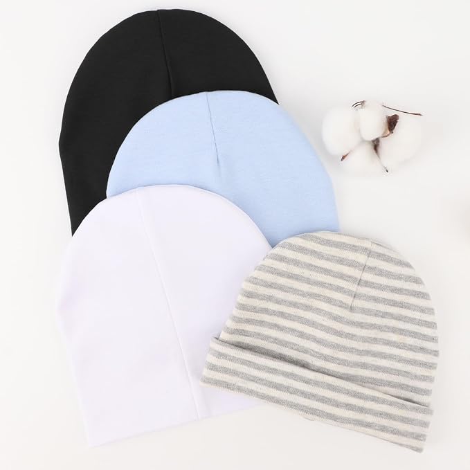 DRESHOW BQUBO 8 Pack Unisex Baby Beanie Hat Infant Toddler Kid Hats Baby Soft - Image 6