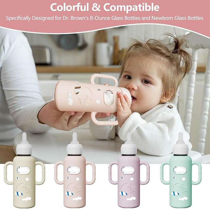 4 Pack Silicone Sleeves for Dr. Brown's Glass Bottles - Image 7