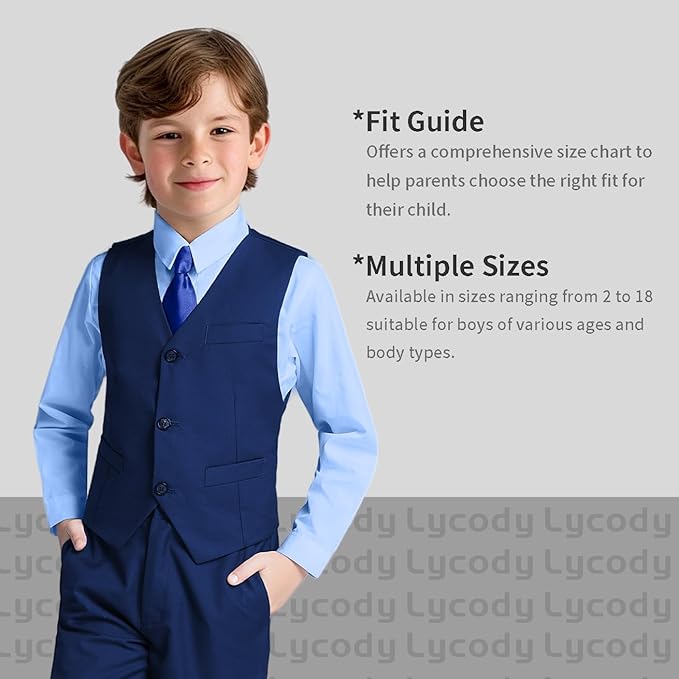 Boys Vest Set Formal Dress Suits Wedding Outfit Dresswear - Image 3