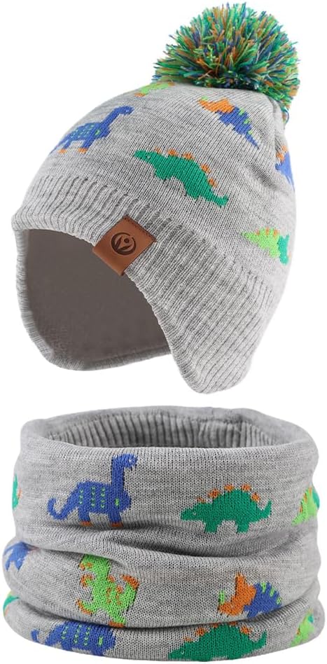 JANGANNSA Knitted Baby Hat Scarf Set Winter Warm Boys Girls Beanie Fleece by JANGANNSA