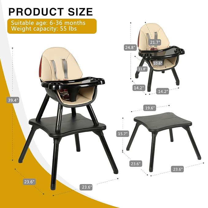 Gofirst 6 in 1 Baby High Chair, Convertible High Chairs - Image 6