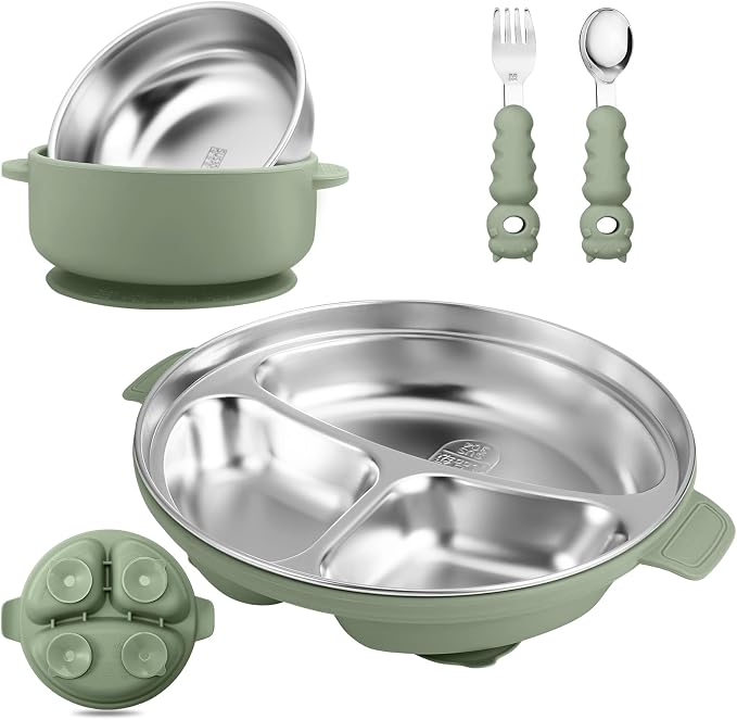 Stainless Steel Baby Plate and Bowl by Wesketch