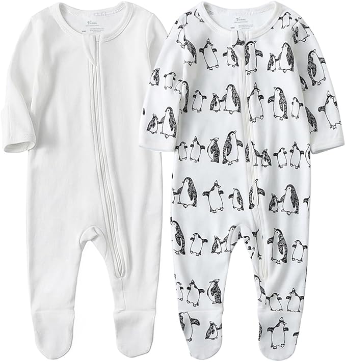 O2 BABY Baby Boys Girls Organic Cotton Zip-Front Sleeper Pajamas, Footed Sleep by O2BABY