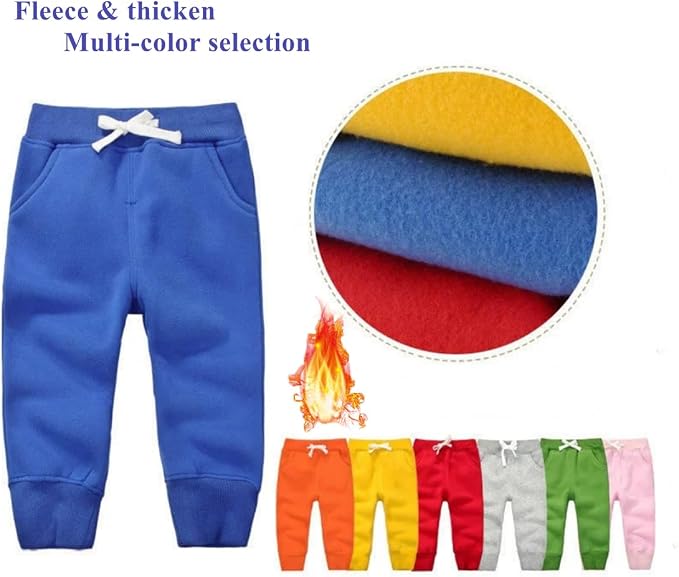 CuteOn Unisex Toddler Jogger Pants Kids Cotton Elastic Waist Winter Baby - Image 3