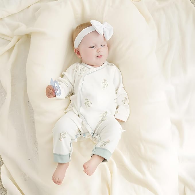 100% Organic Cotton Soft 0-6 Months Unisex Footless Newborn Baby Sleepers - Image 6