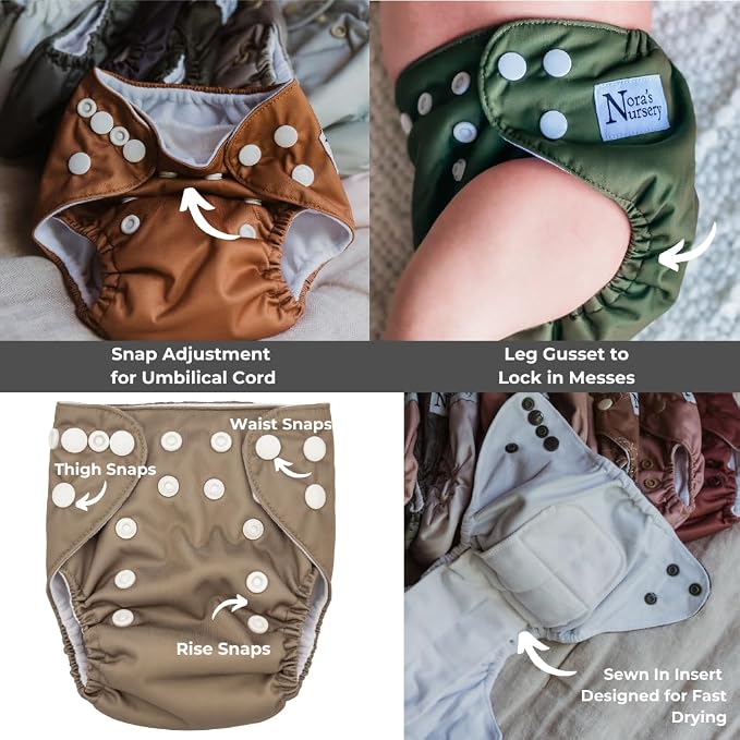 Nora's Nursery Newborn All-in-One Cloth Diaper 14-Pack - Image 7