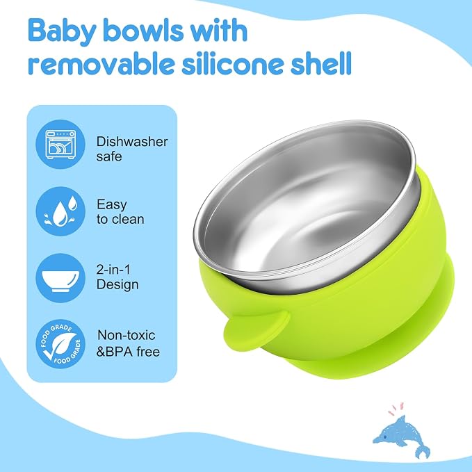 2 Pack Stainless Steel Baby Bowls - Image 5