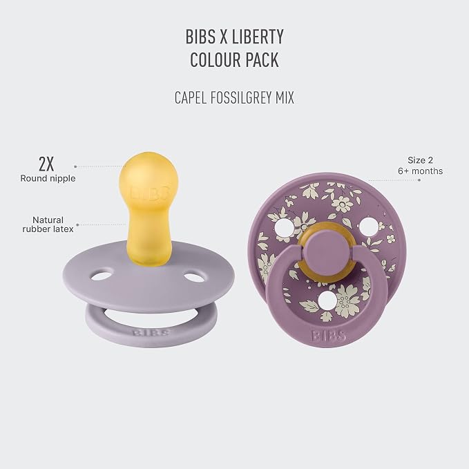 BIBS Colour Liberty Soother 2-Pack, BPA Free Dummy Pacifier, Round Nipple. - Image 2