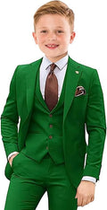 Boys Suit 4 Piece Slim Fit Kids Tuxedo Suit Formal Wedding Outfit Blazer Vest by Tesscy